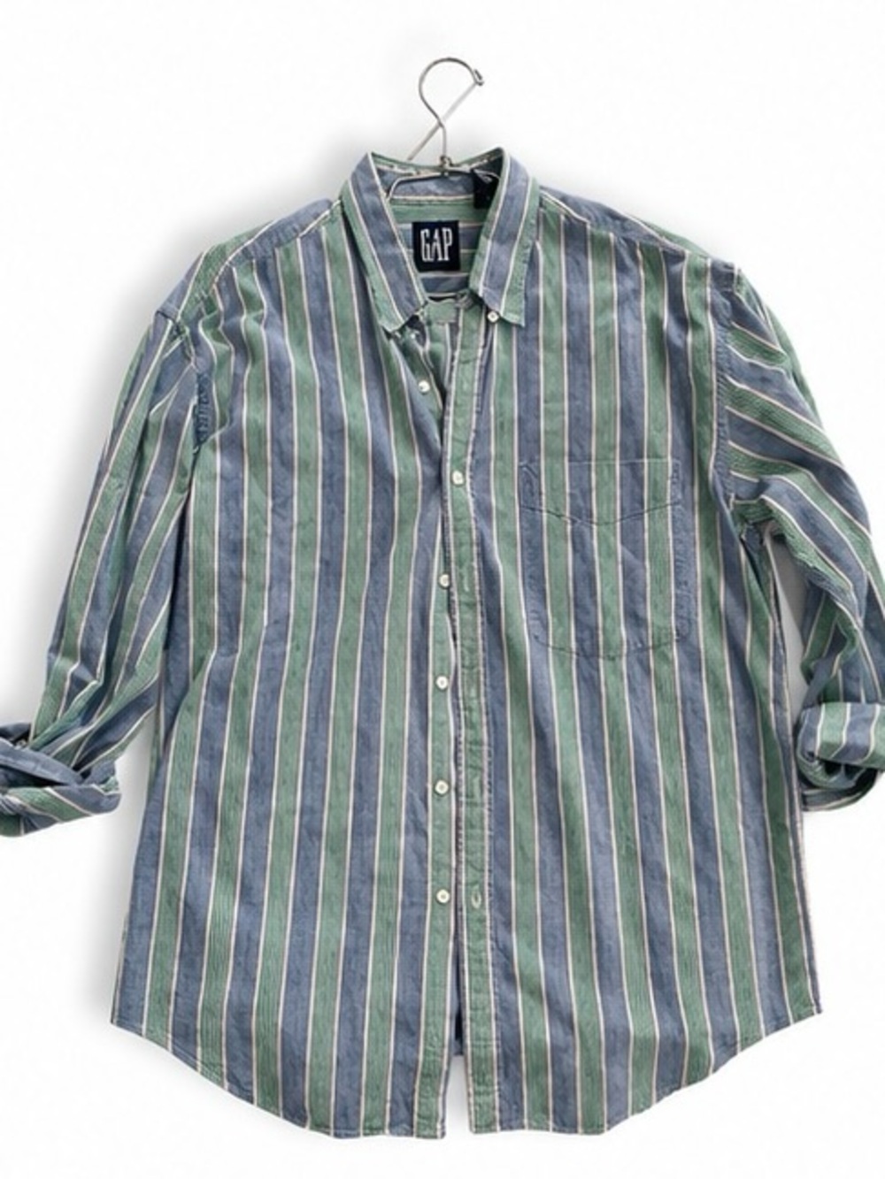 GAP Green & Blue Vertical Stripe Button-Down Shirt
